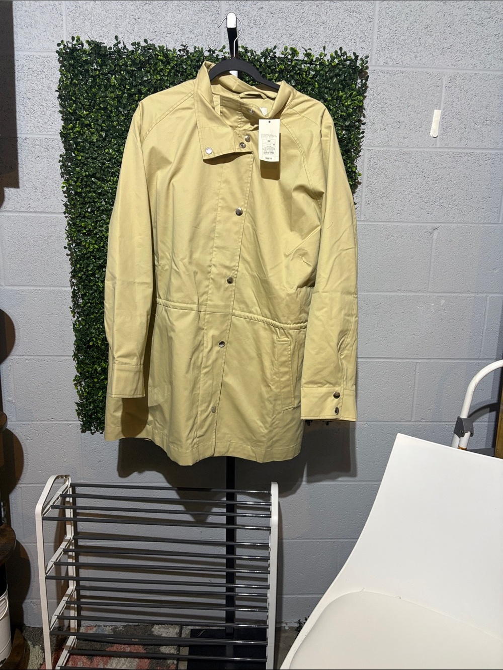 a new day Pale Yellow Men's Raincoat with Snap Front